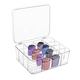 byepica Transparente Krawatten-Organizer-Box, stapelbar, 16 Fächer, Aufbewahrungsbehälter mit Deckel für Krawatten, Socken, BHs und Unterwäsche
