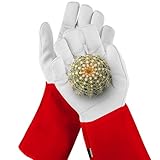 NoCry dornensichere und stichfeste Gartenhandschuhe aus Leder mit extra langem Unterarm-Schaft, verstärkten Handflächen und Fingerspitzen, Größe L, 1 Paar