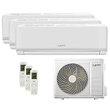 Klimagerät Trial Split 12000 + 12000 + 12000 BTU Green Electric Plus, Wi-Fi R32, Energieeffizienz A++/A+, Drei Innengeräte und 1 Außengerät, mit Fernbedienung, Niedriger Verbrauch