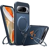 TORRAS 360° Ostand Spin für Google Pixel 9/9 Pro Hülle für MagSafe Top Magnetkraft mit drehbarem Ständer Handyhülle Google Pixel 9/9 Pro Case voller Schutzhülle Pixel 9/9 Pro Cover Matt Schwarz