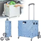 LSyySy Einkaufstrolley, zusammenklappbar, 75 l, leicht, 50 kg, mit sicherem Deckel, 360°-Räder, Treppensteiger und Teleskopgriff, ideal für Reisen, Camping, Lagerung