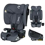 LIONELO NELLY I-SIZE Faltbarer Kindersitz 76-150 cm (ca. 15 Monate - 12 Jahre) Gruppe 1 2 3 Einbau mit ISOFIX und TT-Gurt hinten, Seitenschutz, Kopfstützen- und Rückenlehnenverstellung