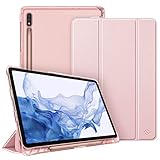 Fintie Hülle für Samsung Galaxy Tab S8 11 Zoll 2022 / Tab S7 11 Zoll 2020 - Silm Schutzhülle mit Transparenter Rückseite Abdeckung Cover Auto Schlaf/Wach Funktion, Roségold