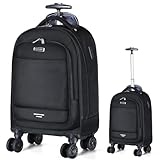 Ponhog Rucksack mit 4 Rollen 30L Trolley Reiserucksack Handgepäck Flugzeug Wasserdichter 15.6 Zoll LaptopRucksack Laptoptasche Kofferrucksack für Uni, Arbeit, Schwarz