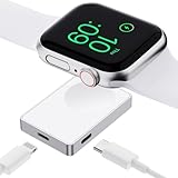 Apple Watch Ladegerät, Tragbares iWatch Schnellladegerät, Magnetische drahtlose Reiseladestation für Apple Watch 9 8 7 6 5 SE 4 3 Ultra 1 2, Anschluss an USB C oder iPhone Stromkabel. Starlight