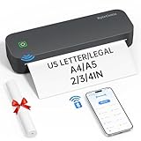 ByteCintia Mobiler Drucker Bluetooth Thermodrucker A4, 300dpi Tragbarer Drucker Inkless Printermit Android & iOS für Handy & Laptop, Unterstützt 210x297mm A4 Thermopapier, D80 Grau