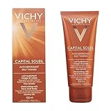 Vichy Ideal Soleil Selbstbräuner-Milch für Gesicht und Körper, Selbstbräuner mit Sheabutter, Für bis zu 8 Stunden Feuchtigkeit und eine einheitliche Bräune, 100 ml