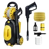 Profi Hochdruckreiniger, 80 Bar 1500 W Fassadenreiniger mit Schlauch, Fugenreinige, 360 l/h Fördermenge, Hochdruckpistole für Terrassen,Autos,Höfe,Zäune Cleanwise Leicht