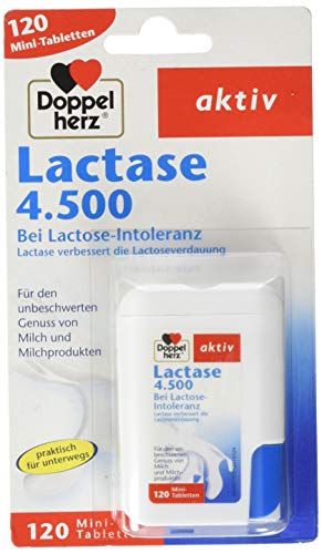 Doppelherz Lactase 4.500 – Nahrungsergänzungsmittel bei Laktoseintoleranz im praktischen Klickspender – 1 x 120 Tabletten
