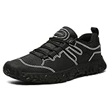 ASHION Wanderschuhe Damen Trekkingschuhe Herren rutschfeste Outdoor Schuhe Leichte Atmungsaktive Mesh Sneakers Wanderhalbschuhe C Schwarz 43 EU