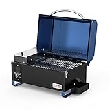 Onlyfire Pellet Smoker Grill, 8-in-1-Multifunktion Räucherofen, Pelletgrill inkl. Abdeckhaube, LED-Bildschirm, zum Grillen im Freie, Blau