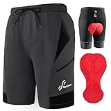 Sportneer Fahrradhose Herren MTB Hose Radlerhose Herren Radhose Mountainbike Hose mit 3D Sitzpolster Radhose Fahrradhose, Schnelltrocknend und Atmungsaktiv Mountainbike Hose