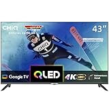 CHIQ 43 Zoll Smart TV QLED 4K Google TV, Rahmenloses, Dolby Audio, Google Play, WLAN TV 2,4G/5G, Trible-Tuner, HDMI 2.1, USB2.0, U43QM8G