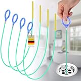 Abflussreiniger Spirale 4 Stück,Abflussspirale Reinigungsschaken Sticks,90CM Anti-Bruch-Stahl mit Nylonbeschichtung,Abflussreiniger und Haarfänger für Badewanne Abwasserkanäle Waschbecken (Grün)