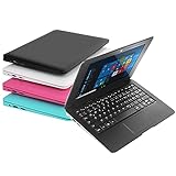 Bigmachine Computer Laptop Mini 10,1 Zoll 32 GB Windows 10 ultradünnes und leichtes Netbook Intel Quad Core PC HDMI USB Webcam Netflix YouTube QWERTZ Layout (Schwarz)