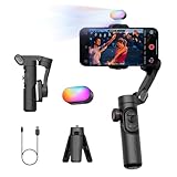 AOCHUAN 3-Achsen-Gimbal-Stabilisator für Smartphone, Gimbal mit magnetischem RGB-Fülllicht, verbesserte Gesichtsverfolgung, Fokusrad, Faltbarer iPhone-Gimbal für iPhone/Android-Aufnahmen-Smart XE Kit