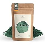 BIO Spirulina Pulver 250 g, rückstandskontrolliert, nach EU-ÖKO-Standard hergestellt, vegan, laktose- & glutenfrei, ohne Zusätze, Spirulina Bio Pulver, BIONUTRA®