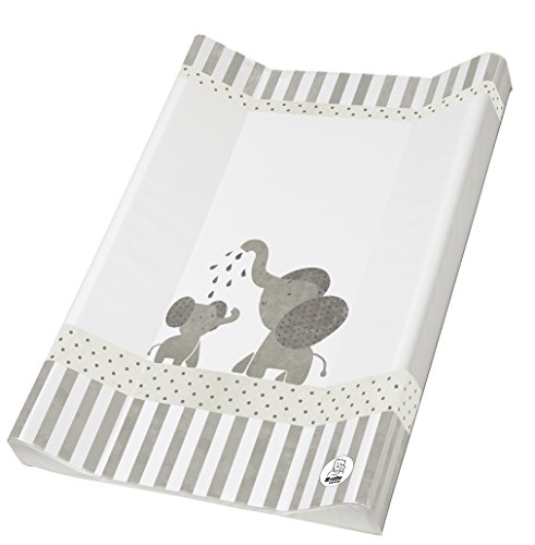 Rotho Babydesign Keil-Wickelauflage, Ab 0 Monate, Modern Elephants, Bella Bambina, Weiß/Grau, 50 x 70 cm, 20099 0001 CG
