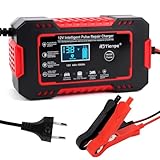 6A Autobatterie Ladegerät, 12V Smart Vollautomatische KFZ Batterieladegerät mit Temperaturkompensation und Reparaturmodus, Auto Batterien Ladegerät für LKW Motorrad Rasenmäher Boot Marine Batterien