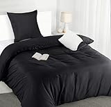 Utopia Bedding Bettwäsche 135x200 Set - Mikrofaser Bettbezug 135x200 cm + 1 Kissenbezug 80x80 cm - Schwarz