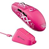 ATTACK SHARK G3PRO Gaming-Maus mit magnetischer Ladestation, PixArt PAW3311 Gaming-Sensor, Bluetooth/2.4G Wireless/Wireless Gaming-Maus mit Griffband, 25.000 DPI, Gamer-Maus (Beerenrot)