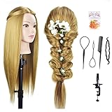 Ba Sha Trainingsköpfe 100% von dem Hochtemperaturfaser Haar Hairdressing Cosmetology Mannequin Frisierkopf Übungskopf mit Halterung+ DIY Haare Frisuren Set