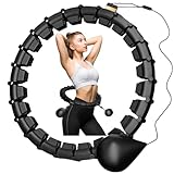 Smart Hoop Reifen Erwachsene Mit Gewicht Kugel,Ultra Leiser Hoola Hoop zum abnehmen Mit 32 Abnehmbaren Segmenten,Hullahub Reifen Zum Abnehmen Max Taillenumfang 165cm (schwarz)