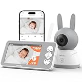wansview Babyphone mit Kamera und APP - 5 Zoll Baby Monitor ohne WLAN mit 2,4/5 GHz Baby Camera, Nachtsicht, Bewegungsverfolgung, 2-Wege-Audio, Temperaturerkennung, Weinen/Bewegungs/Geräuscherkennung