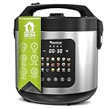 TurboTronic MultiKocher DMC18 neues 2024 Modell 5L mit Schongarer 860W Elektrisch, Dampfgarer, Reiskocher, Slow Cooker & 18 Programme, Milchreis, Multivarka (Silber)