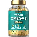 Omega 3 Vegan 1500mg | 60 Kapseln Hochdosiert | DHA und Algenöl | 450 mg ALA und 240 mg DHA pro Portion | von Horbaach