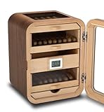Zigarren-Humidor mit Hygrometer und Luftbefeuchter – Aufbewahrungsbox aus Walnussholz mit Glasplatte mit 4 Schubladen, fasst ca. 110 Zigarren für Männer