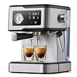 WUDLi Espressomaschine, Cappuccino -Maschine mit Milchschaumstange, 20 bar Druck, 1,5 -Liter -Tankkapazität, einstellbare Temperatur, intelligente Touchpanel