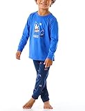 Schiesser Jungen Schlafanzug Set Pyjama lang-100% Organic Bio Baumwolle-Größe 92 bis 140 Pyjamaset, blau_180011, 116