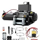 ISINEVER Elektrische Seilwinde 12V 3000LBS (1360KG) 1000W Motor, Motorwinde Seilzug mit Stahlseil, Funk & Kabel Fernbedienung, Wasserdicht, Seilfenster – Komplettset für SUV, Offroad, LKW, Anhänger