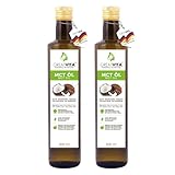 GreatVita MCT Öl auf Kokosölbasis - 2x 500 ml | 70% Caprylsäure (C8) & 30% Caprinsäure (C10) Fettsäuren | 100% reines MCT Oil geschmacksneutral - Zuckerfrei, GVO-frei