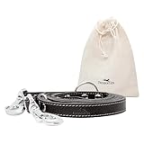 FREUDENTIER Hundeleine Leder 2m aus Leder, 3-Fach verstellbare Führleine Hund 2m, hochwertig und stilvoll, Hundeleine Grosse Hunde, Hundeleine mittelgroße Hunde, Leine Hund (Midnight, 16mm Breite)