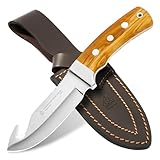 PUMA IP - Schwarzwild Olive – Premium Jagdmesser mit feststehender Klinge (Full-Tang) – 120 mm Klinge, 3,5 mm stark – 1.4125 Stahl (57-60 HRC) – Olivenholz-Griff & Lederscheide – für Jäger & Survival