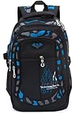 Jungen Schultasche Teenager Schulrucksack Jugendliche Rucksack Schule Daypacks Kinder Groß Schulranzen Wasserdicht (Blau)