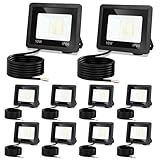 Jiubiaz LED Strahler Außen 10W, 3000K/4000K/6500K LED Strahler Dimmbar, Superhell LED Fluter Flutlichtstrahler, IP66 Wasserdicht LED Scheinwerfer Aussenstrahler für Hof, Garten, Garage(10 Stück)