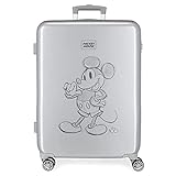 Disney Mickey 100 Mittelgroßer Koffer Grau 48 x 68 x 26 cm Starres ABS Seitenkombinationsschloss 70 l 3 kg 4 Doppelrollen