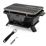 PNAJFUEL Gusseiserner Holzkohlegrill, Tragbarer Tischgrill