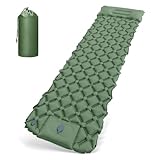 HyAdierTech Isomatte Camping Selbstaufblasbare,Selbstaufblasende Luftmatratze,Ultraleicht Isomatte Camping, Matratze mit Kleines Packmaß, Schlafmatte mit Kissen für Wandern Bikepacking (Grün)