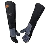 WZQH 60 CM / 23.6 ZOLL Leder Bissfeste Handschuhe für den Umgang mit Tieren, Anti-Biss Arbeitshandschuhe, Umgang mit Hund/Katze/Vogel/Schlange/Papagei/Eidechse/Reptilien