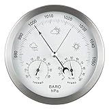 GardenMate® Wetterstation analog 3in1 Edelstahlrahmen Ø 14 cm Barometer Thermometer Hygrometer