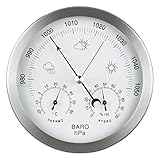 GardenMate® Wetterstation analog 3in1 Edelstahlrahmen Ø 14 cm Barometer Thermometer Hygrometer