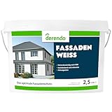derendo Fassadenfarbe Fassadenweiss 2,5L Testsieger weiß matt Wandfarbe Außenwandfarbe hohe Deckkraft