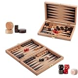 Reise Backgammon Holz Hochwertig | Master of Chess | Buchenholz Backgammon Koffer 19 x 25 cm | Brettspiel und Dame Spielesteine für Kinder und Erwachsene