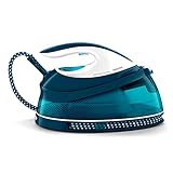 Philips Domestic Appliances Perfect Care Compact Dampfbügelstation - OptimalTemp Technologie, 120 g/min Dauerdampf, 2400 Watt, 6,5 bar Druck, 1,5 L Wassertank, SteamGlide Bügelsohle, Blau (GC7844/20)