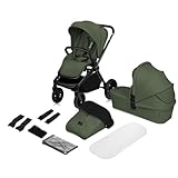 LIONELO MIKA PLUS 2-in-1 Buggy 0-48 Monate bis 22 kg Babywanne bis 9 kg, Rückenlehne und Füße verstellbar, AiryDots,Dämpfung, 360° drehbare PU-Räder, XXL-Verdeck