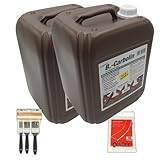 URBAN UNIQUE Original 2x B.Carbolin 10 Liter umweltfreundlicher Holzanstrich inkl. kostenlosem 3er Pinsel-Set und 20 m² Abdeckplane; perfekter Holzschutz für Innen- und Außenbereiche